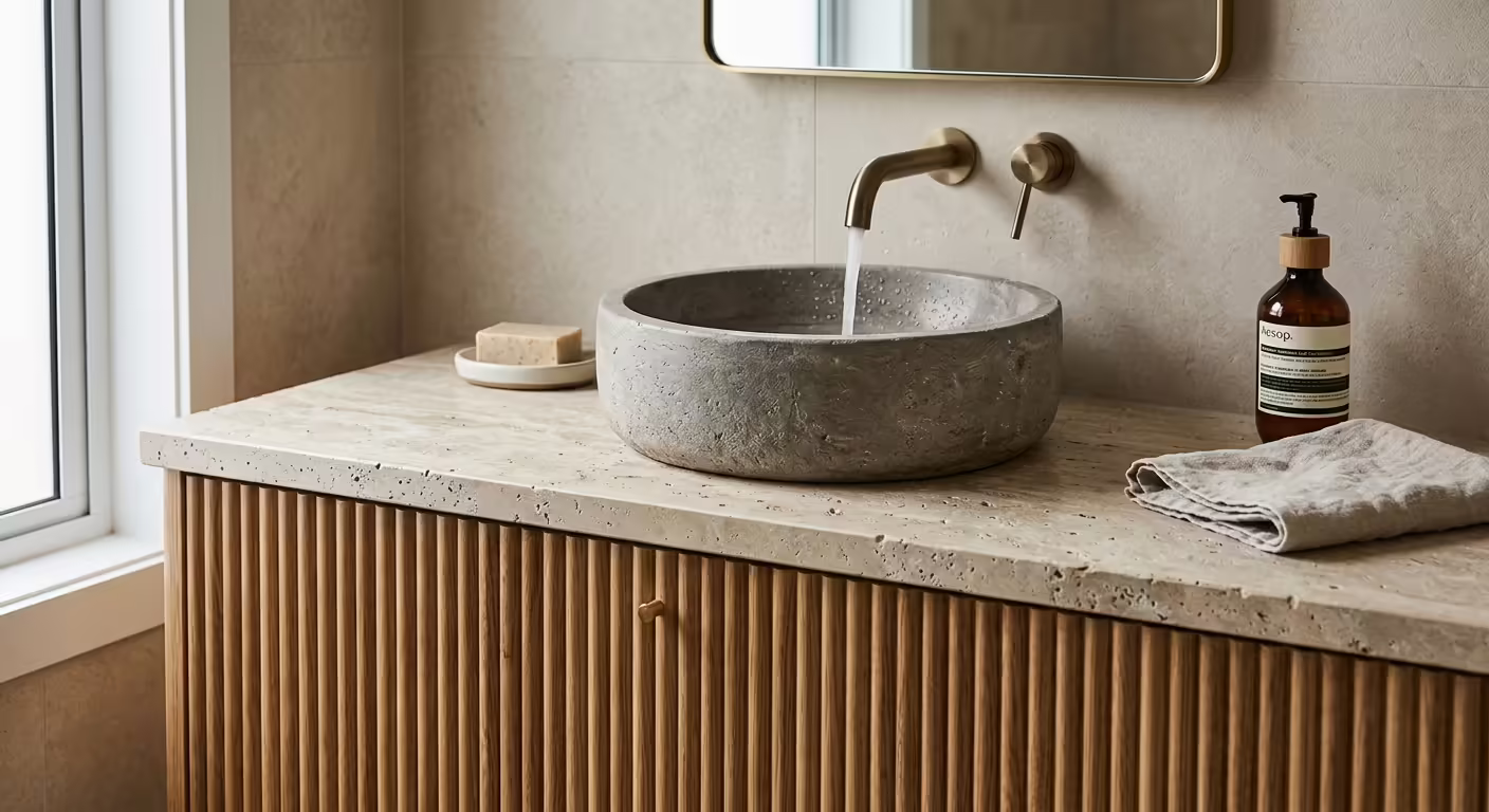 Natural Materials: Stone, Timber, and Terrazzo
